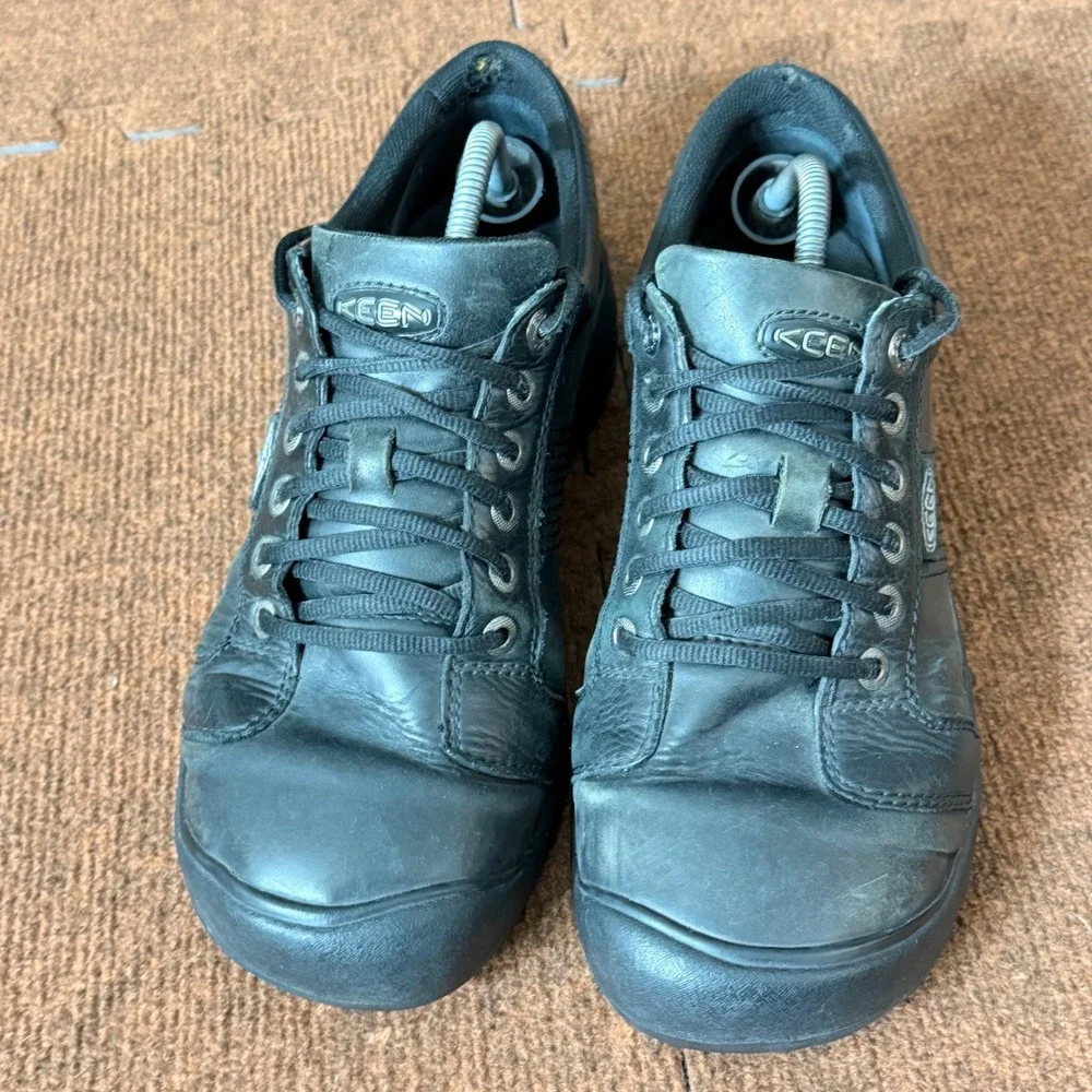 Keen Presidio Mens‎ Black Leather Walking Shoes Low Top Oxfords 1002990 Size 11